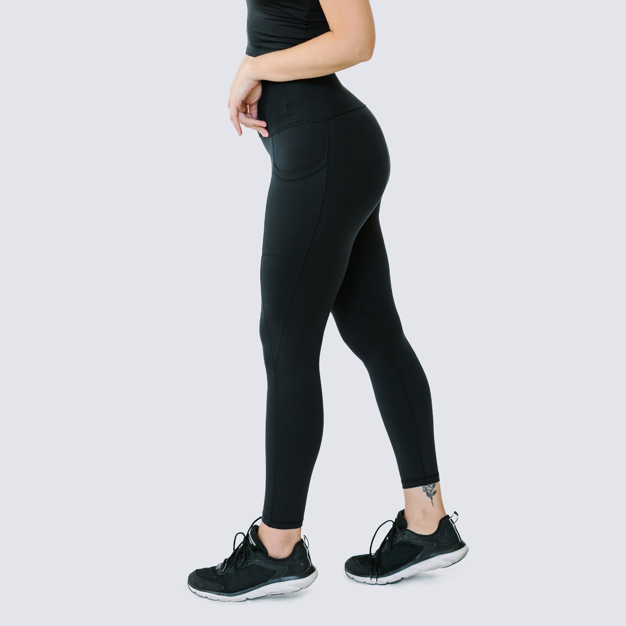 DSF Activewear Women's Cotton Stretch Black Leggings - 2 Pack - Full Length  - Soft Slim Fit at  Women's Clothing store
