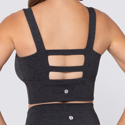 SoftLuxe Crop Top - Charcoal/Black (Final Sale)